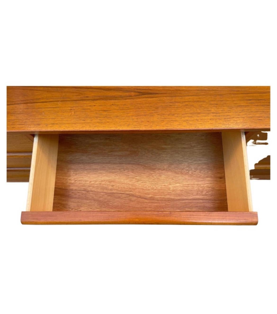 Woodwork Mid-Century Danish Modern Teak Long Low 9 Drawer Dresser Credenza