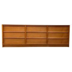 Retro Mid-Century Danish Modern Teak Long Low 9 Drawer Dresser Credenza