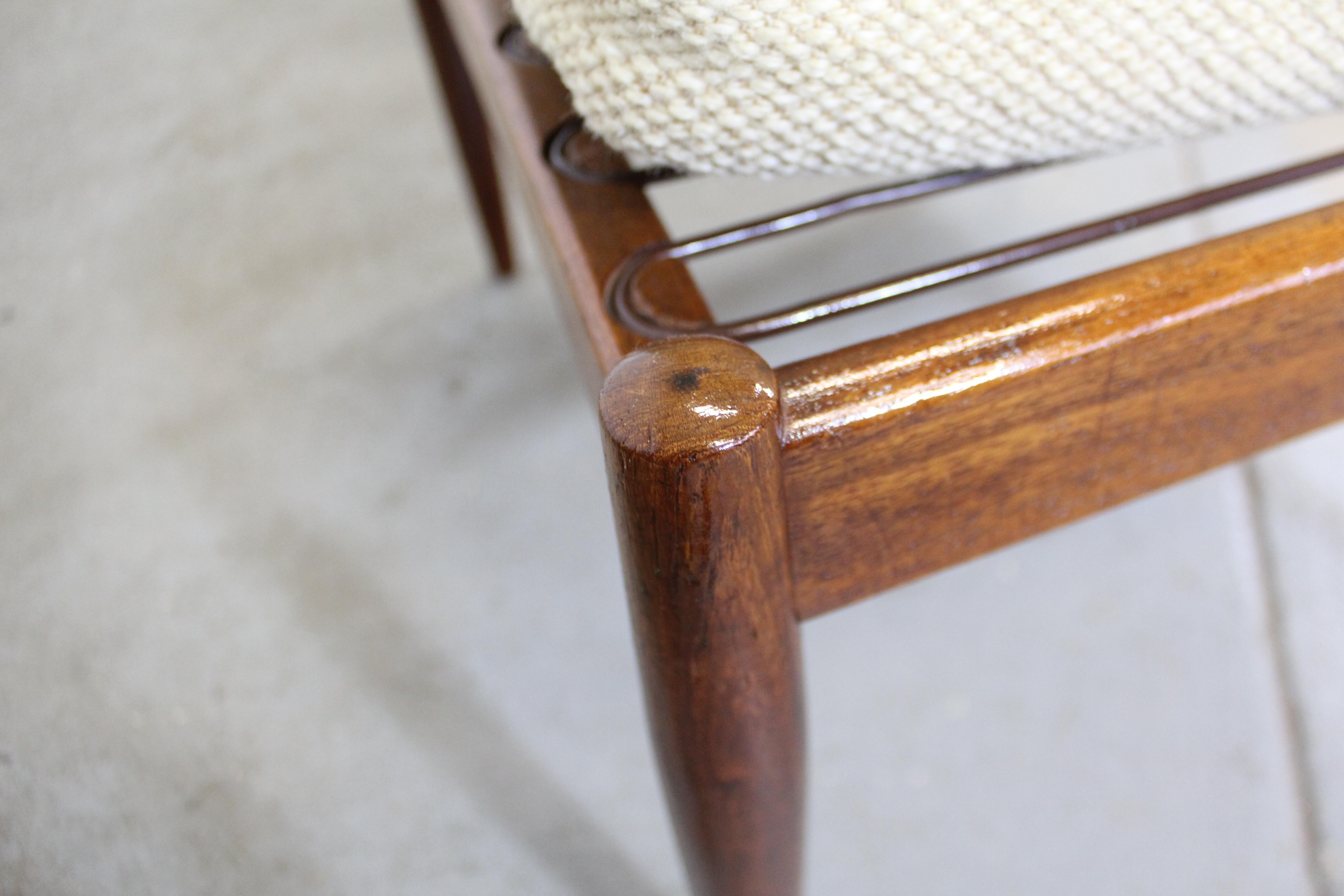 Upholstery Midcentury Danish Modern Teak Lounge Chair and Ottoman