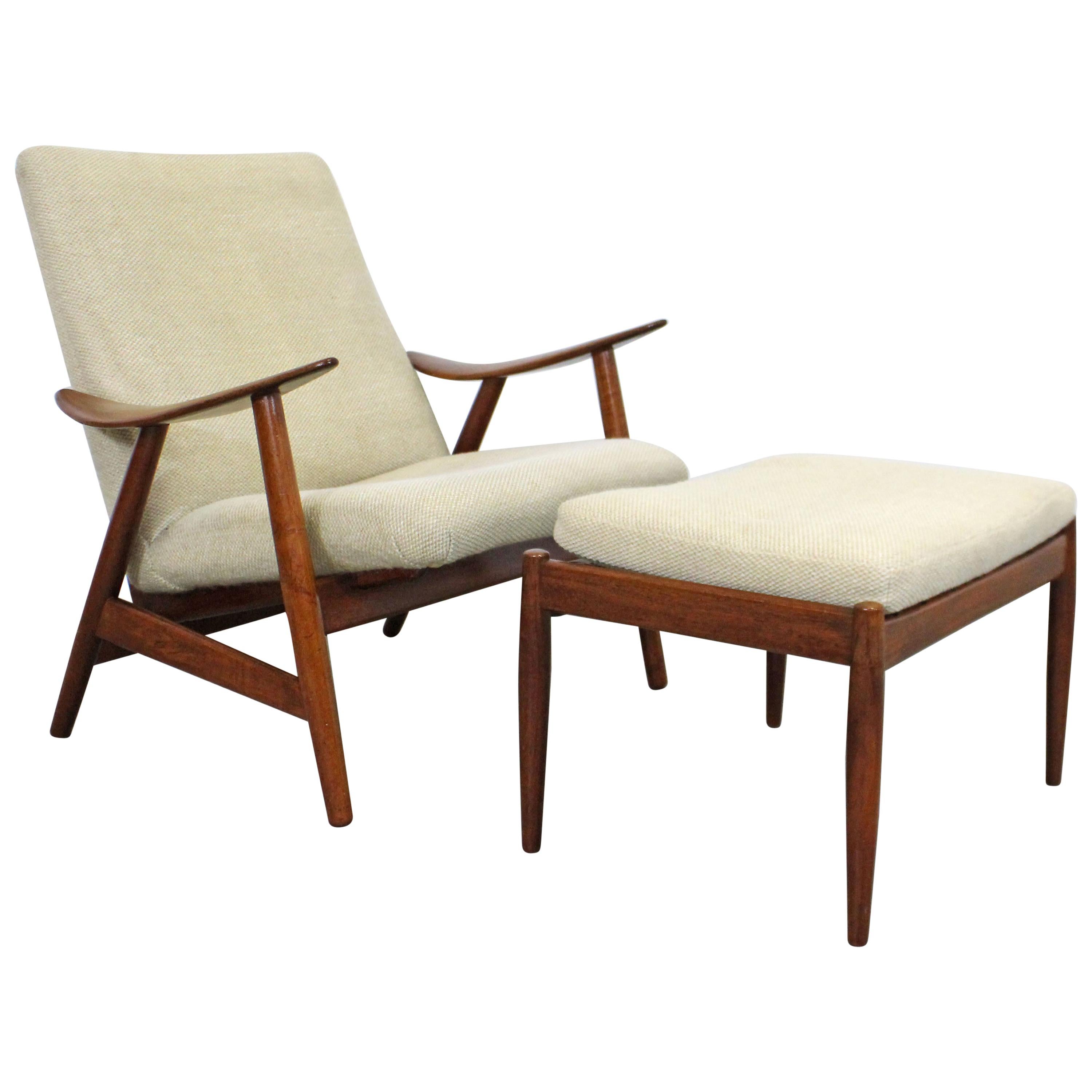 Midcentury Danish Modern Teak Lounge Chair and Ottoman