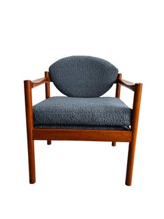 Midcentury Danish Modern Teak Lounge Chair with Bouclé Fabric