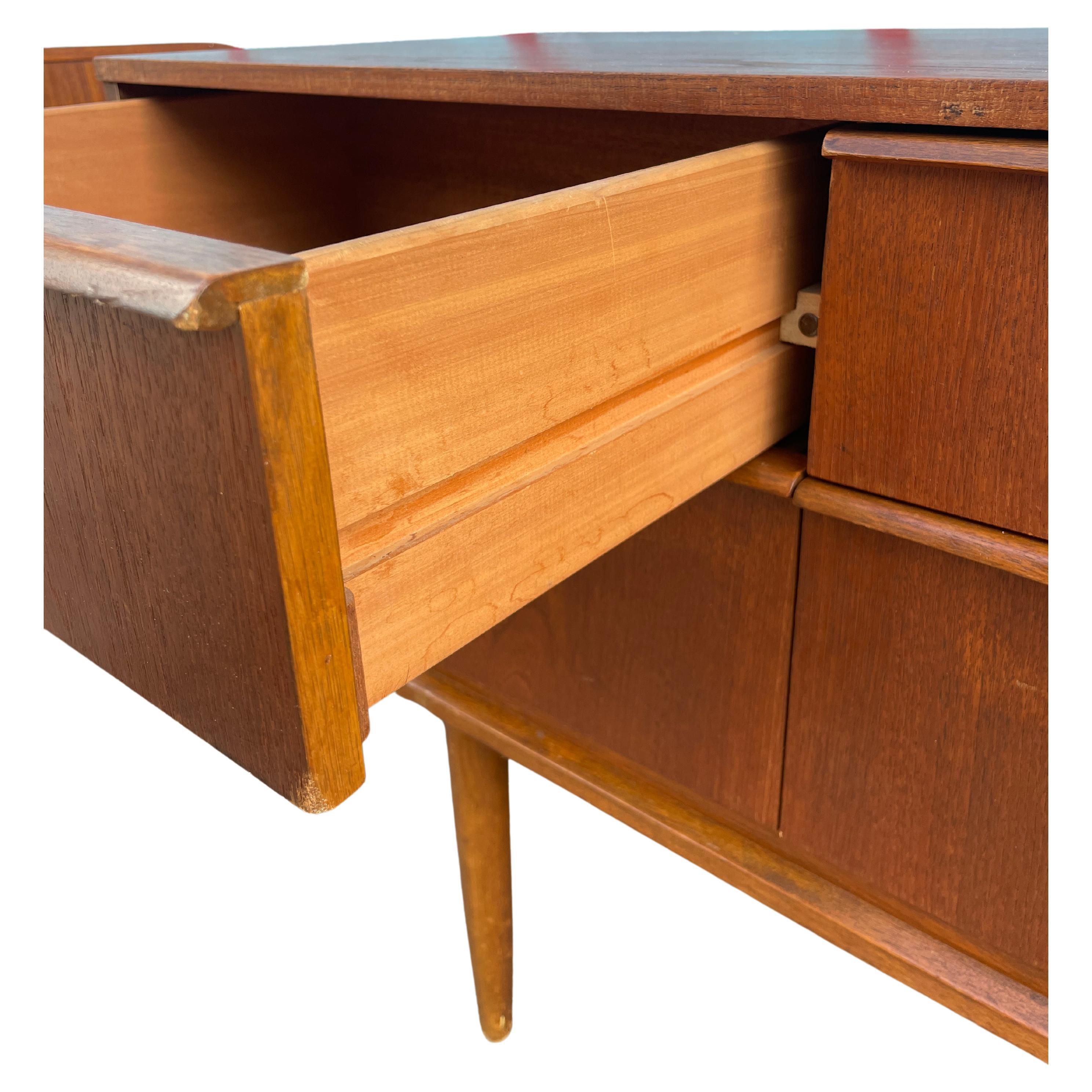 Mid Century Danish Modern Teak Low 6 Drawer Credenza Dresser or Vanity For Sale 1