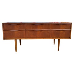 Mid Century Danish Modern Teak Low 6 Drawer Credenza Dresser or Vanity
