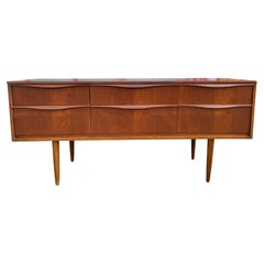 Retro Mid Century Danish Modern Teak Low 6 Drawer Credenza Dresser or Vanity