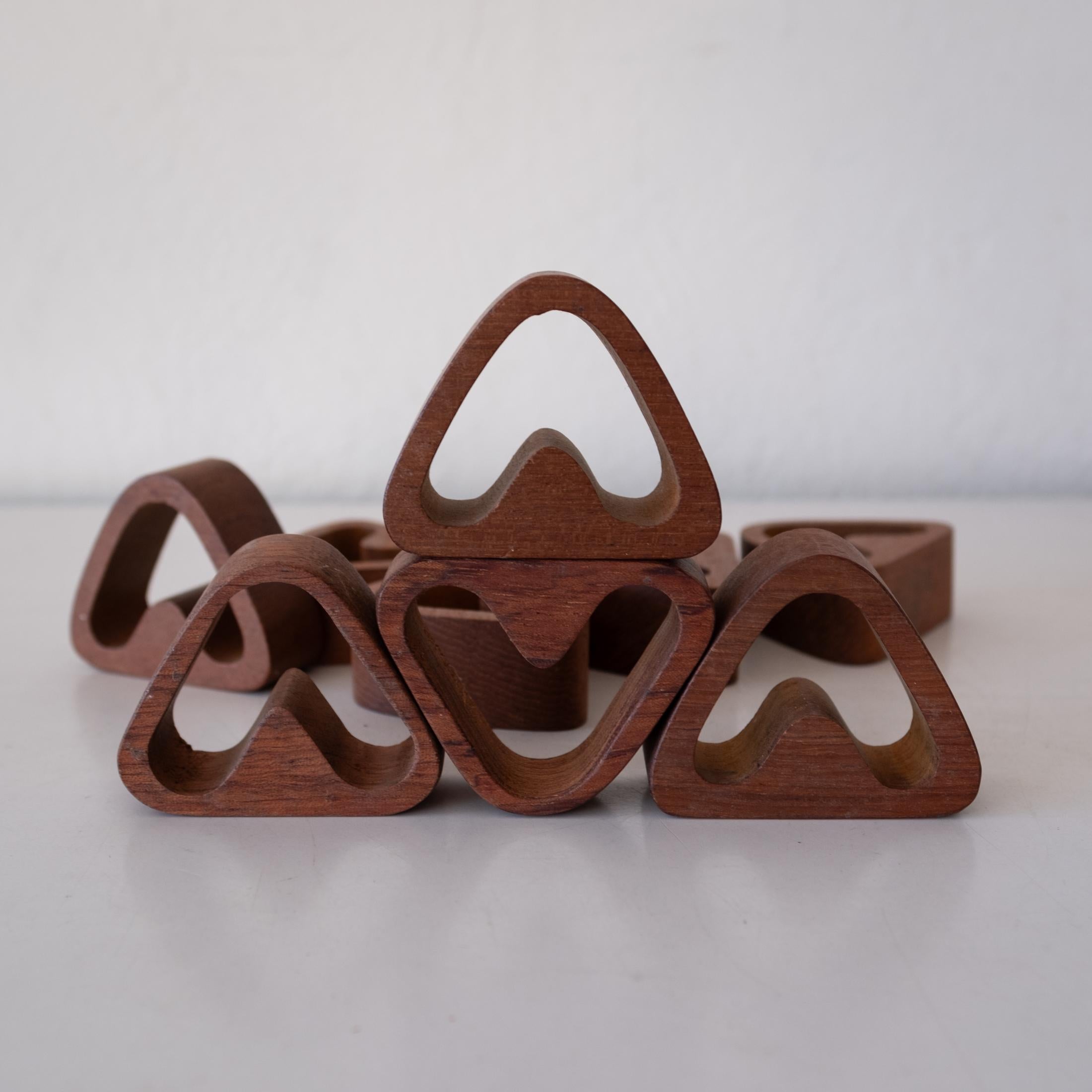 Mid-Century Danish Modern Teak Napkin Rings In Good Condition For Sale In San Diego, CA
