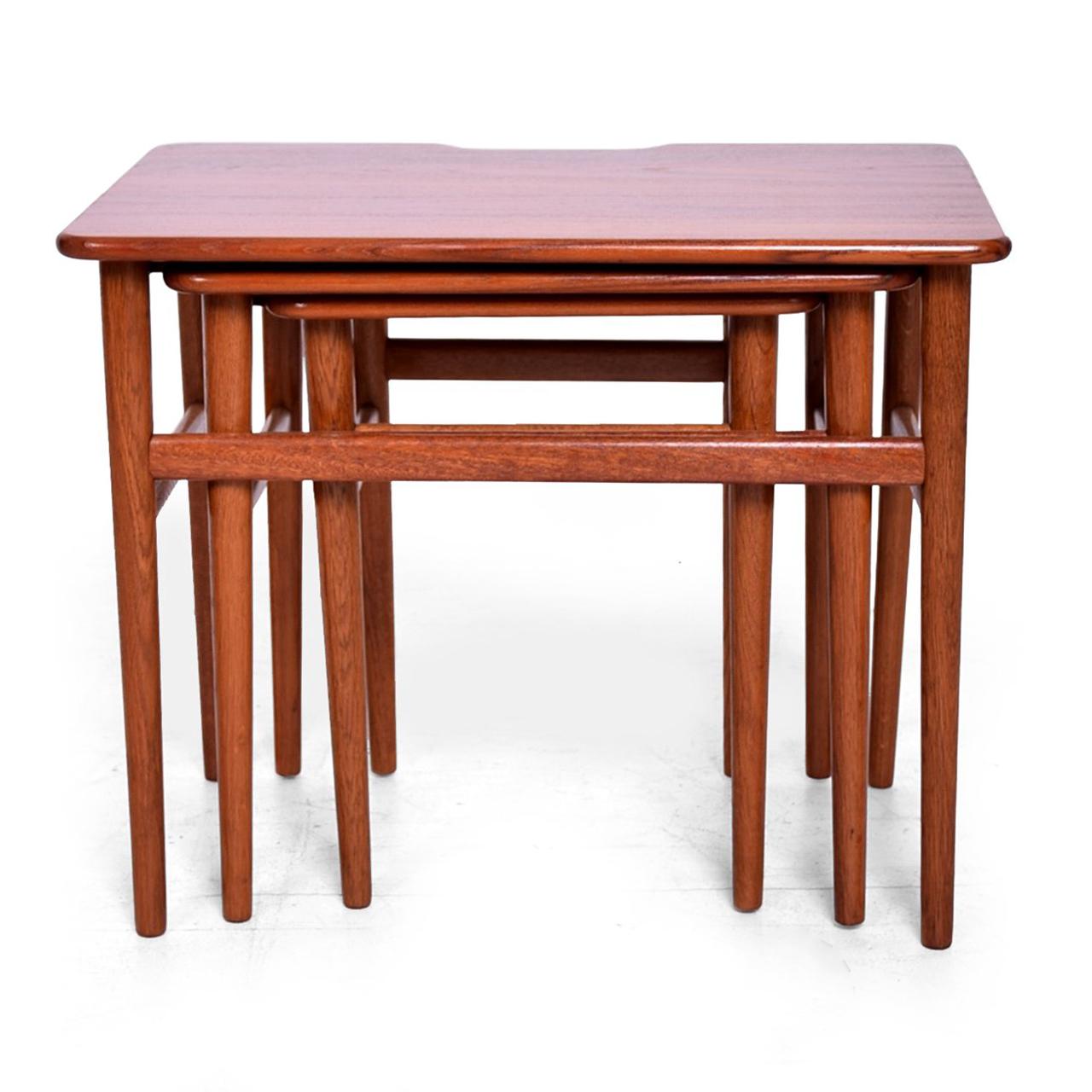 Mid-20th Century Mid Century Danish Modern Teak Nesting Tables Set of Three