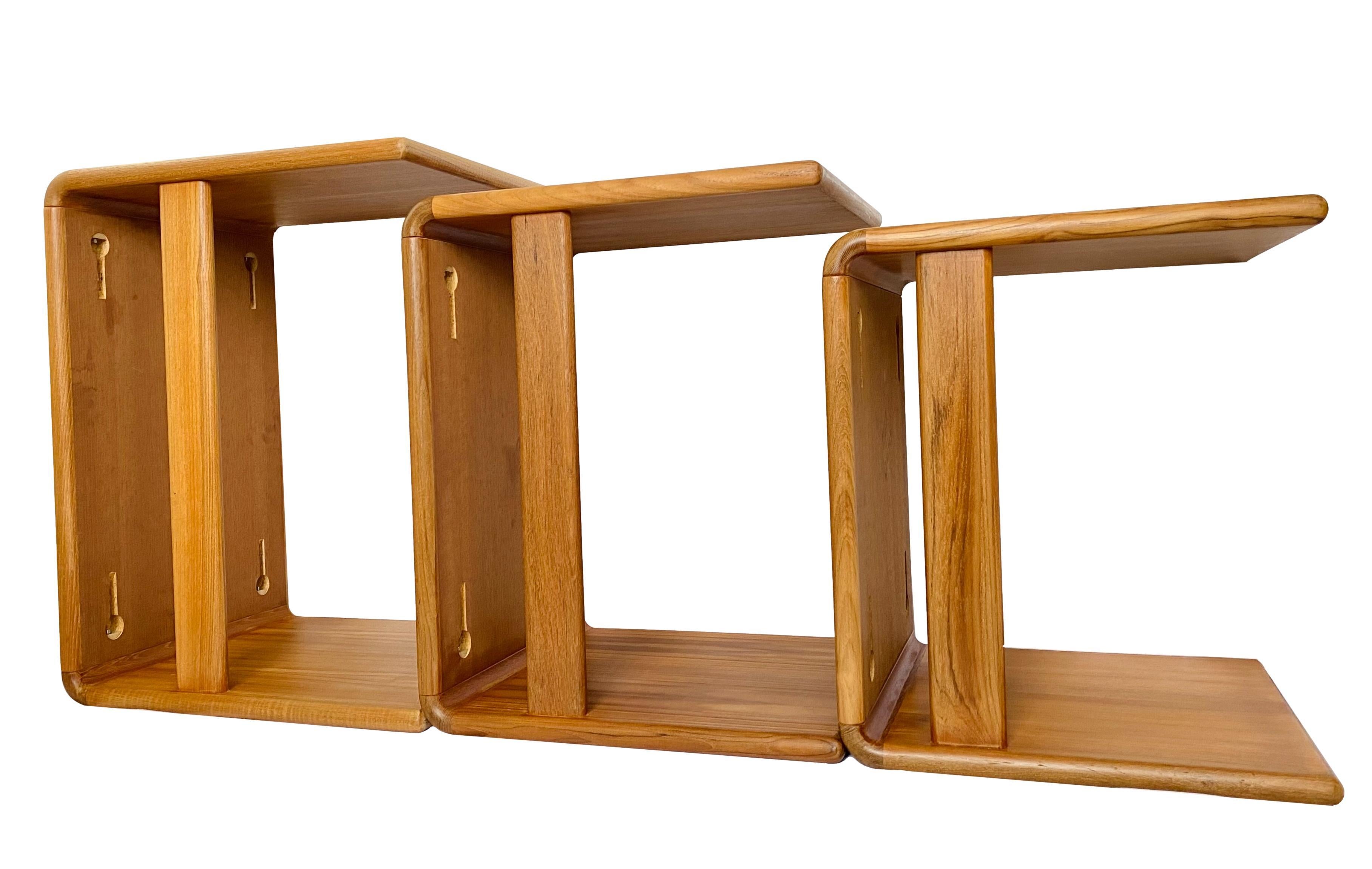 Mid-Century Danish Modern Teak Waterfall Nesting Tables, Set of 3 6