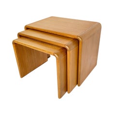 Mid-Century Danish Modern Teak Waterfall Nesting Tables, Set of 3