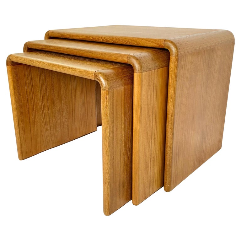 MidCentury Danish Modern Teak Waterfall Nesting Tables, Set of 3 For
