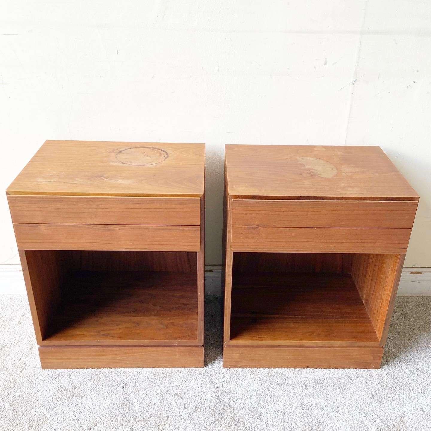 Late 20th Century Mid Century Danish Modern Teak Nightstands by Arne Iversen for Vinde Møbelfabrik For Sale