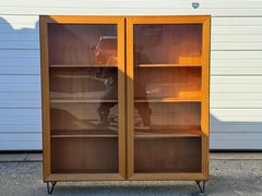 Mid Century Danish Modern Teak Omann Jun Bookcase on Hairpin Legs