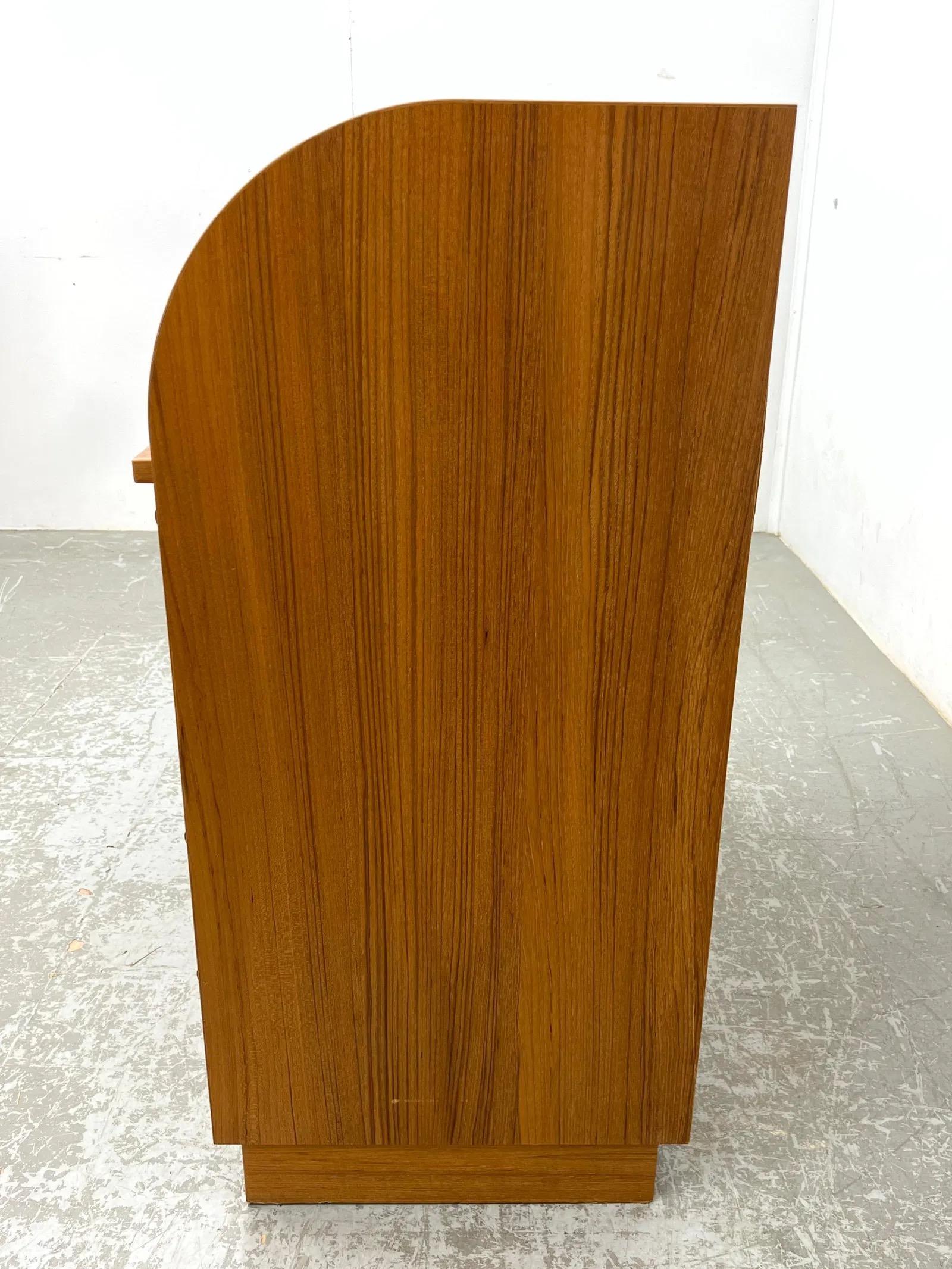 20th Century Mid-Century Danish Modern Teak Roll Top Desk With Fitted Compartment For Sale