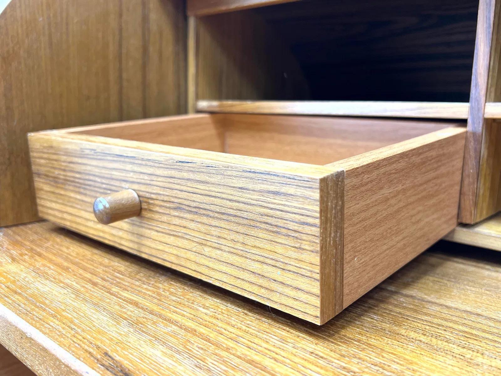 Mid-Century Danish Modern Teak Roll Top Desk With Fitted Compartment For Sale 2