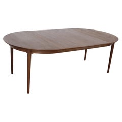 Mid-Century Danish Modern Teak Round 86" Dining Table w 2 Extensions