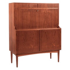Mid-Century Danish Modern Teak Secretary Desk Cabinet 1960s