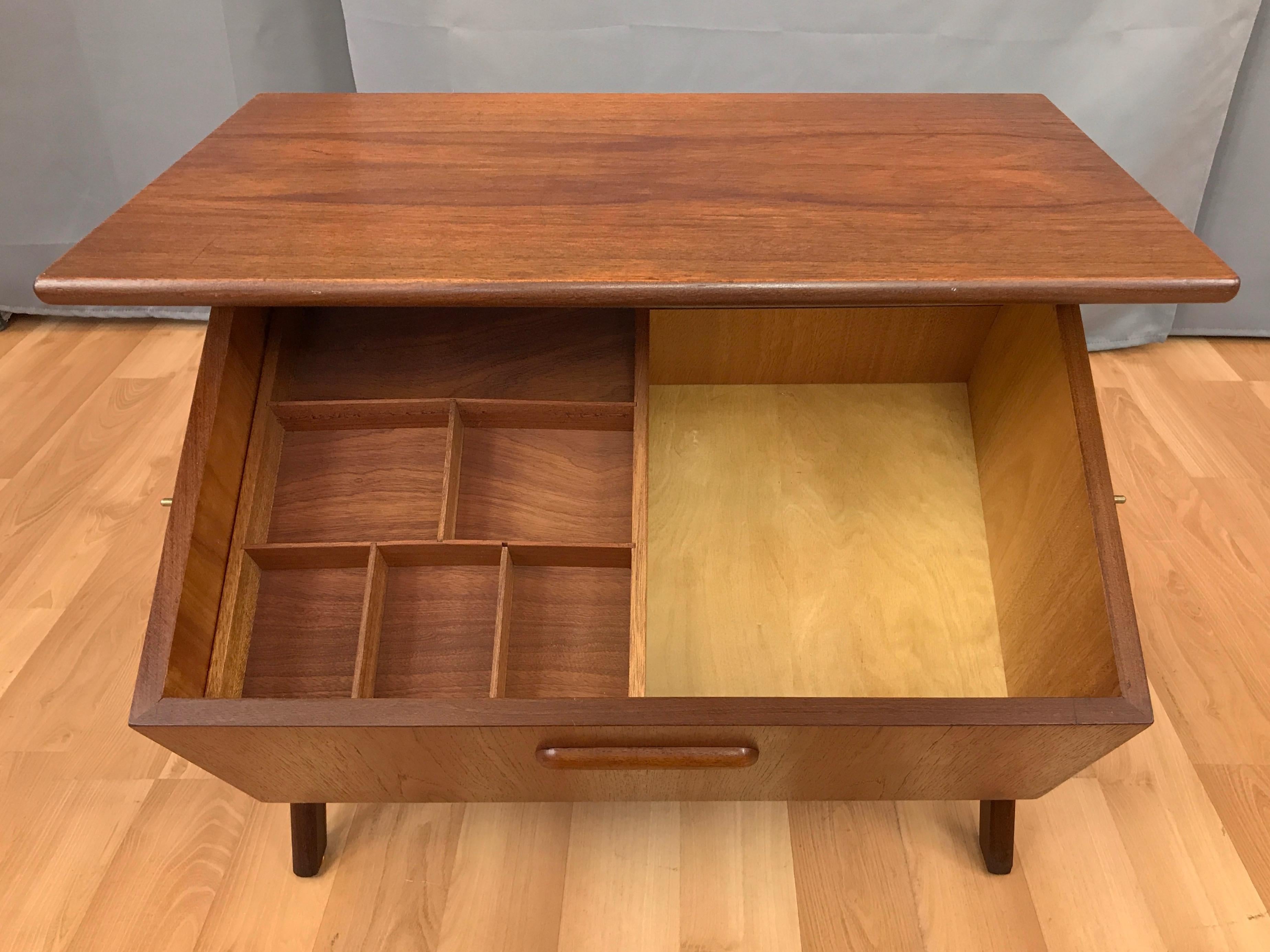 Midcentury Danish Modern Teak Sewing Box Table 4