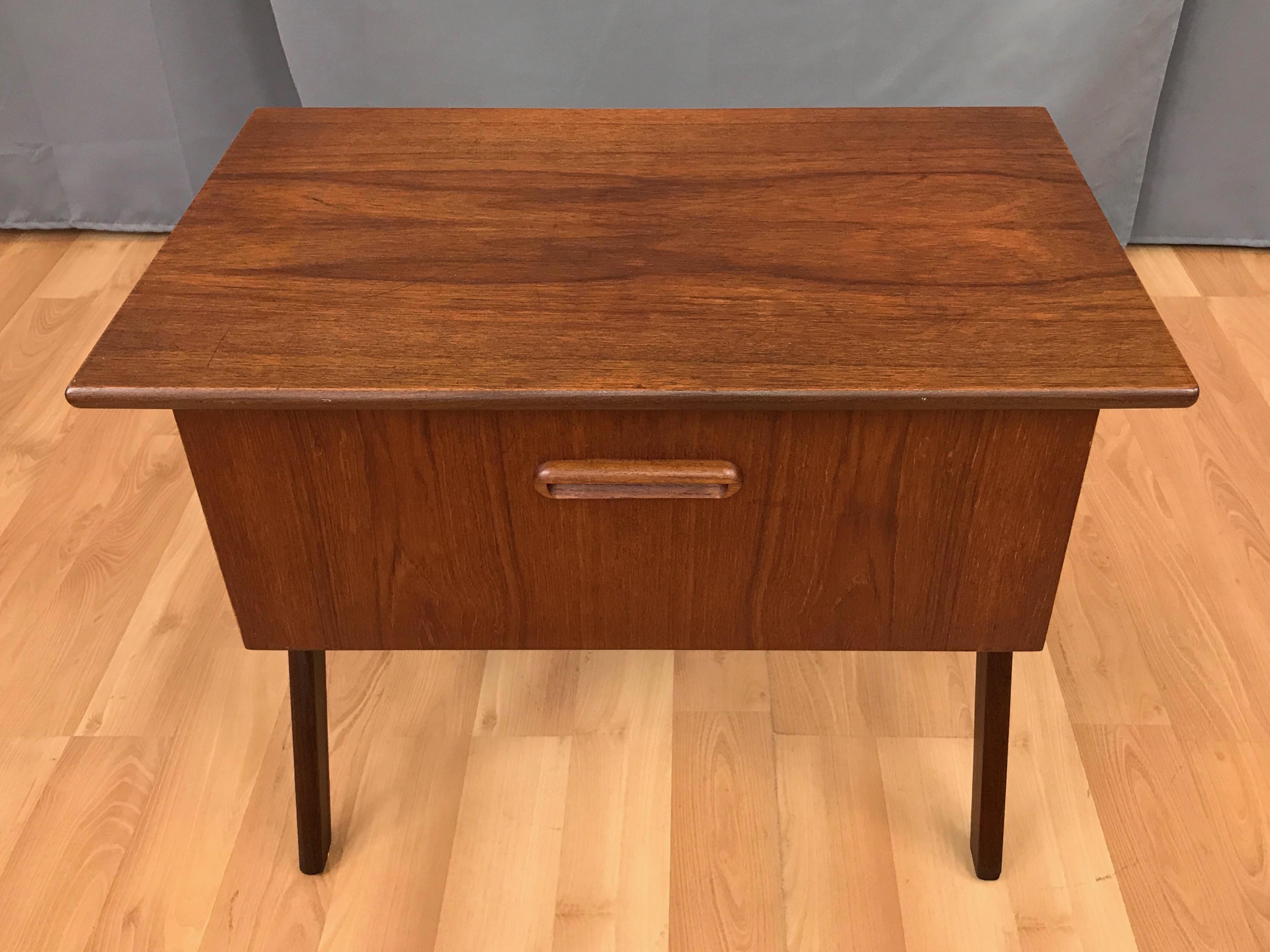 Midcentury Danish Modern Teak Sewing Box Table 3