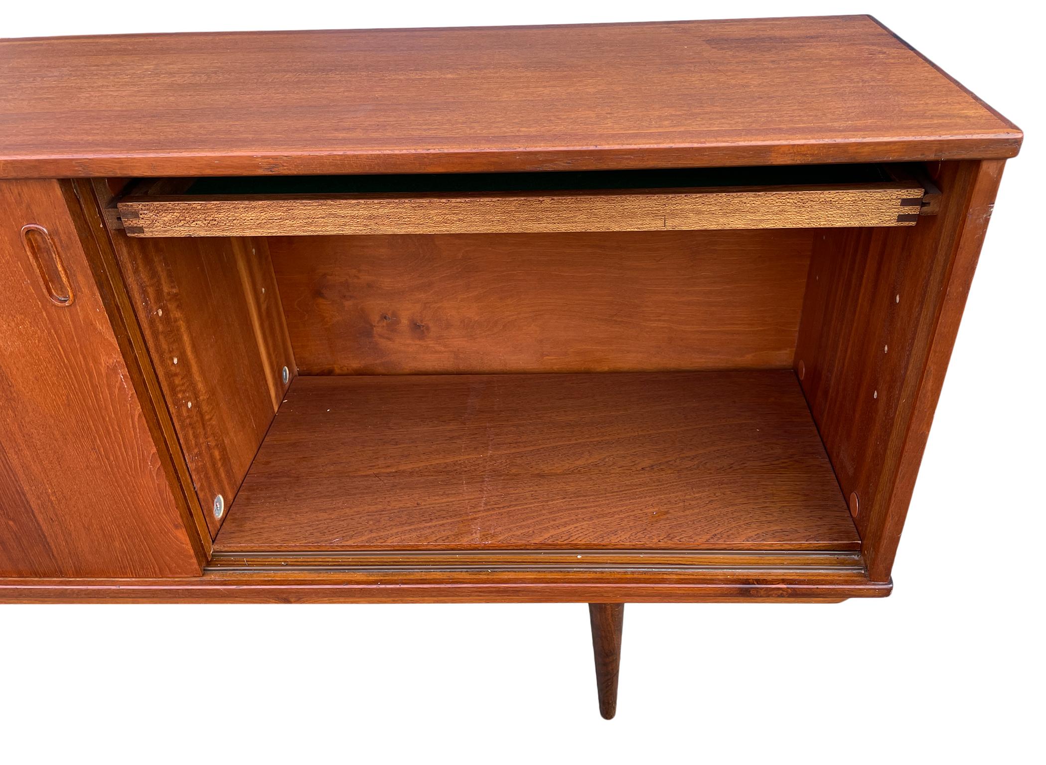 Woodwork Mid century Danish modern teak sliding door credenza by Dyrlund