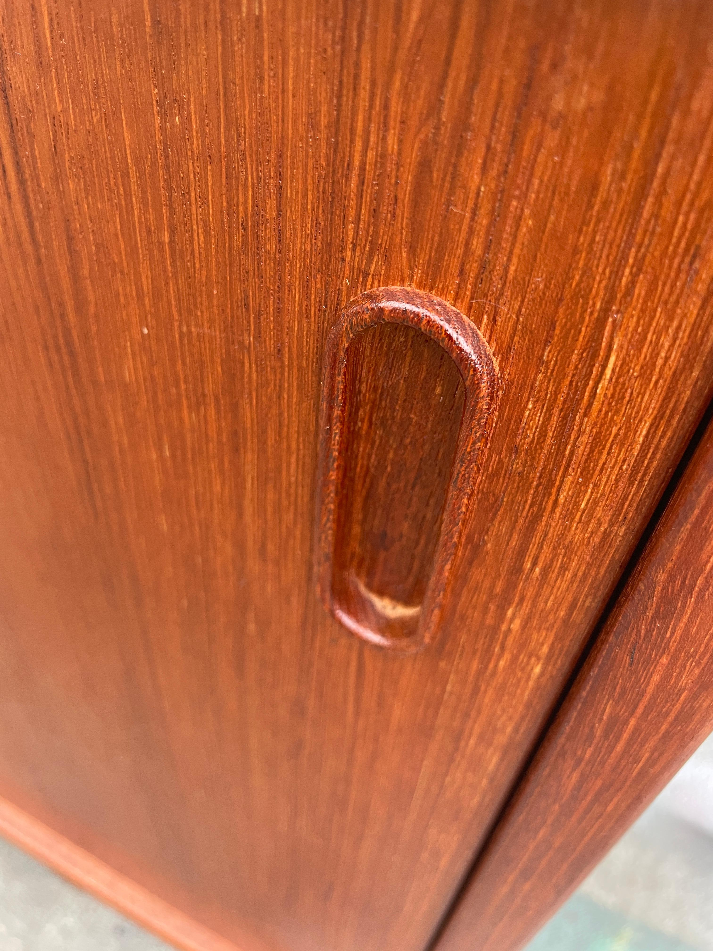 Mid Century Danish Modern Teak Sliding Door Credenza Sideboard by Dyrlund 3