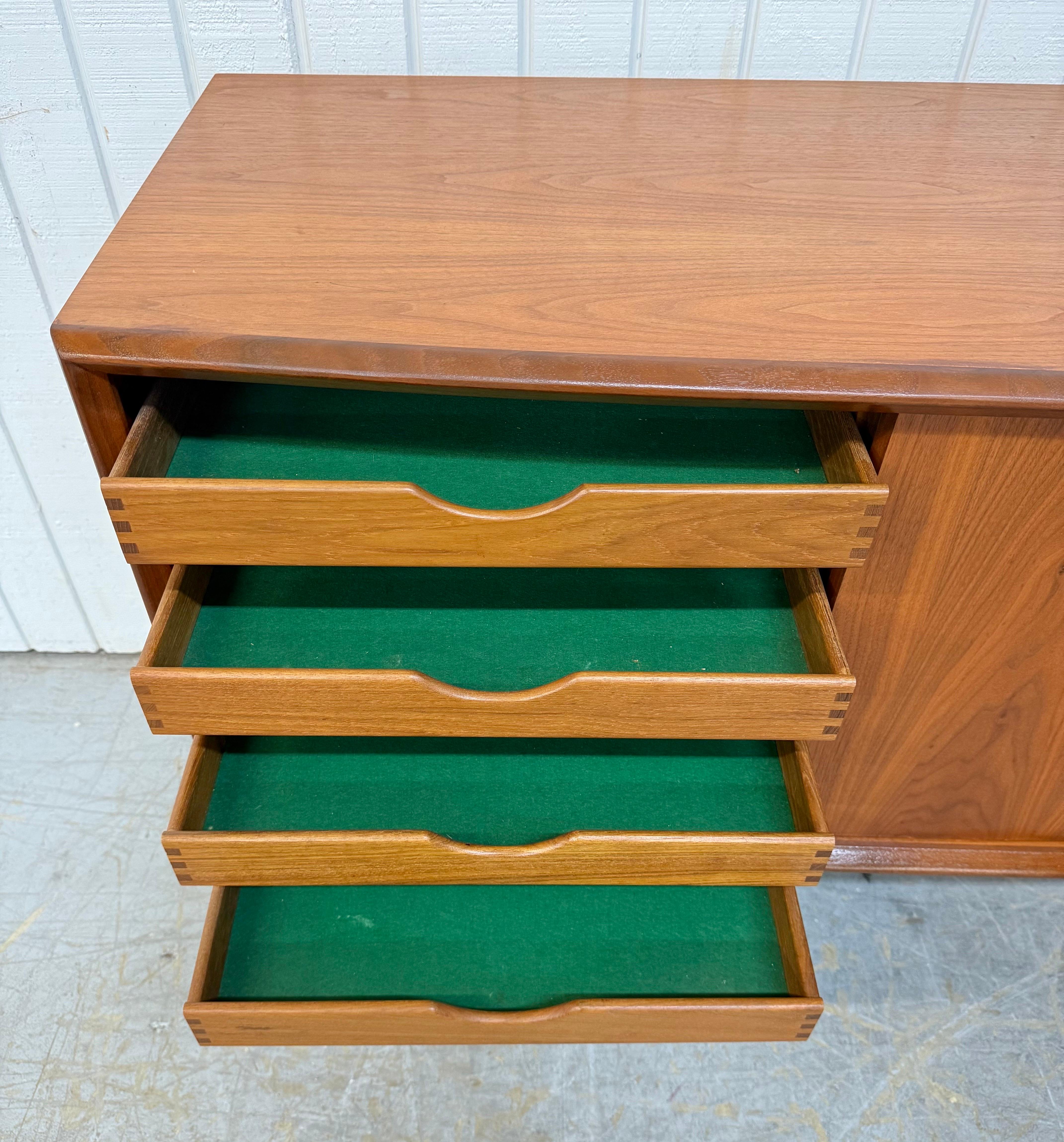 Mid-Century Danish Modern Teak Sliding Door Sideboard For Sale 1