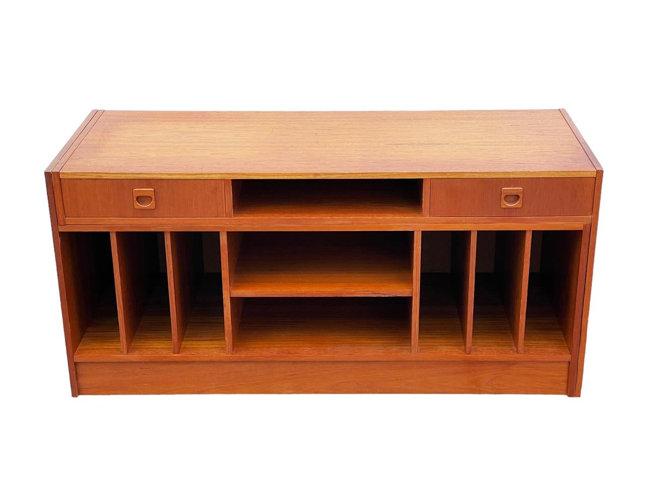 Scandinavian Modern Mid Century Danish Modern Teak Sliding / Expandable Media Cabinet or Sideboard