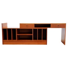 Mid Century Danish Modern Teak Sliding / Expandable Media Cabinet or Sideboard