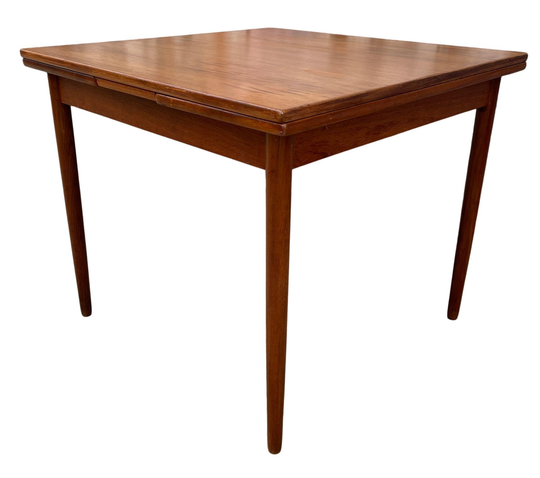 Woodwork Mid Century Danish Modern Teak Small Refectory Extension Dining Table