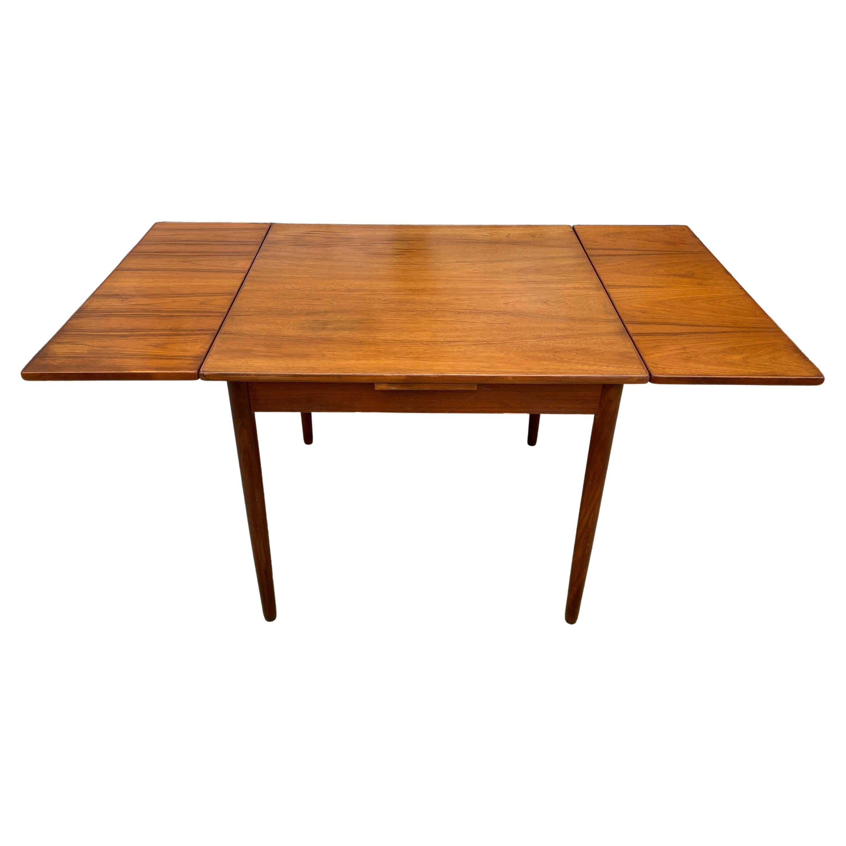 Mid Century Danish Modern Teak Small Refectory Extension Dining Table