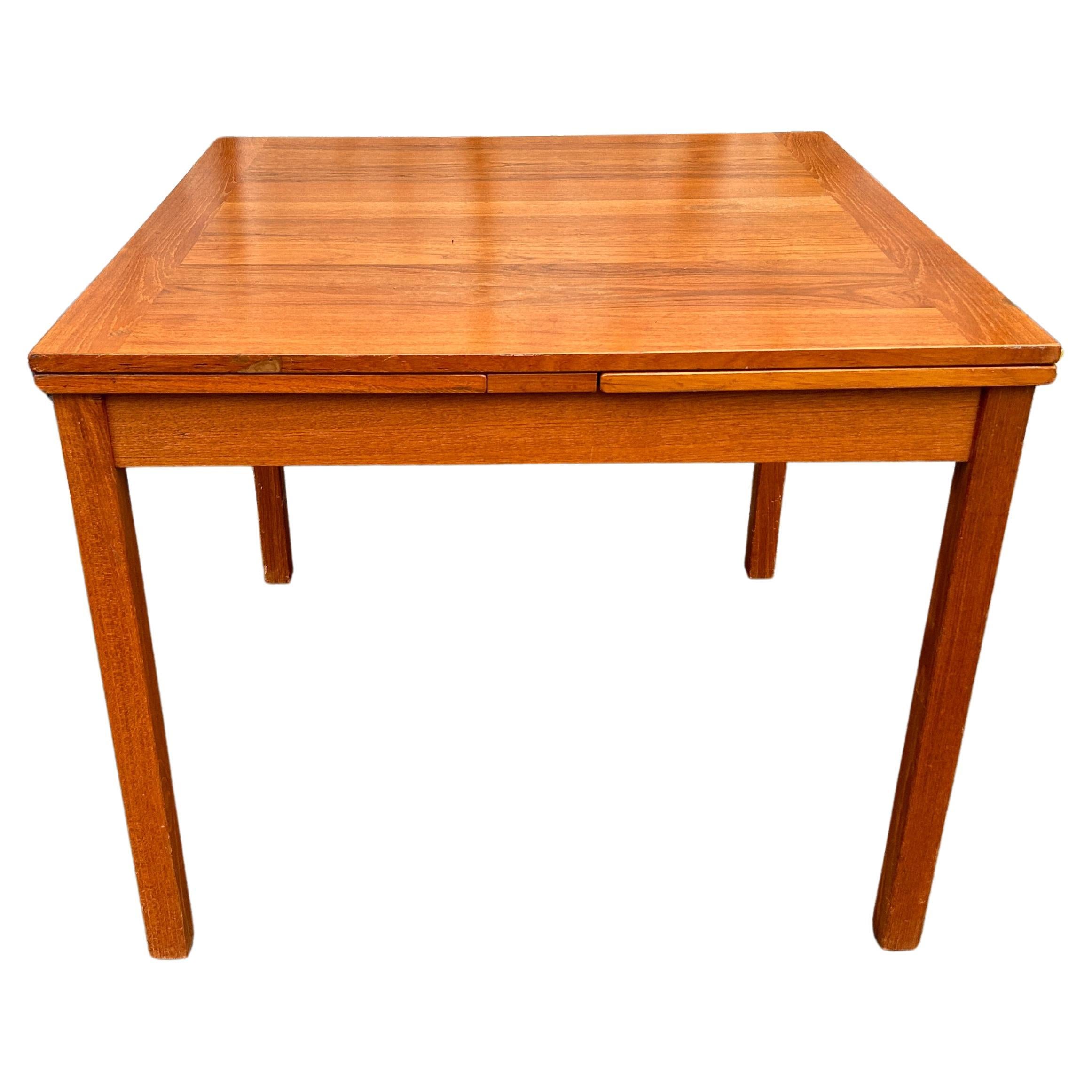 Mid century Danish Modern teak small square extension dining table  For Sale