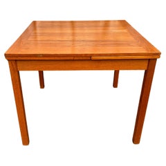 Mid century Danish Modern teak small square extension dining table 