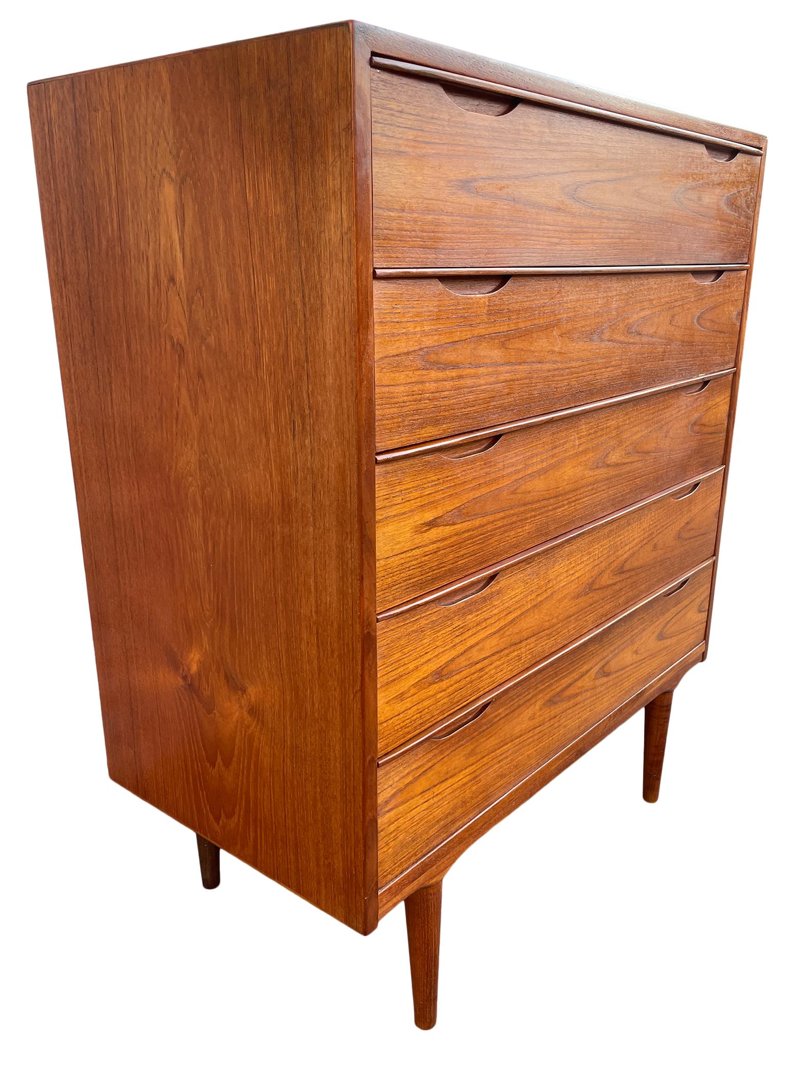 Mid Century Danish Modern Teak Tall Dresser by Arne Vodder Denmark In Good Condition For Sale In BROOKLYN, NY