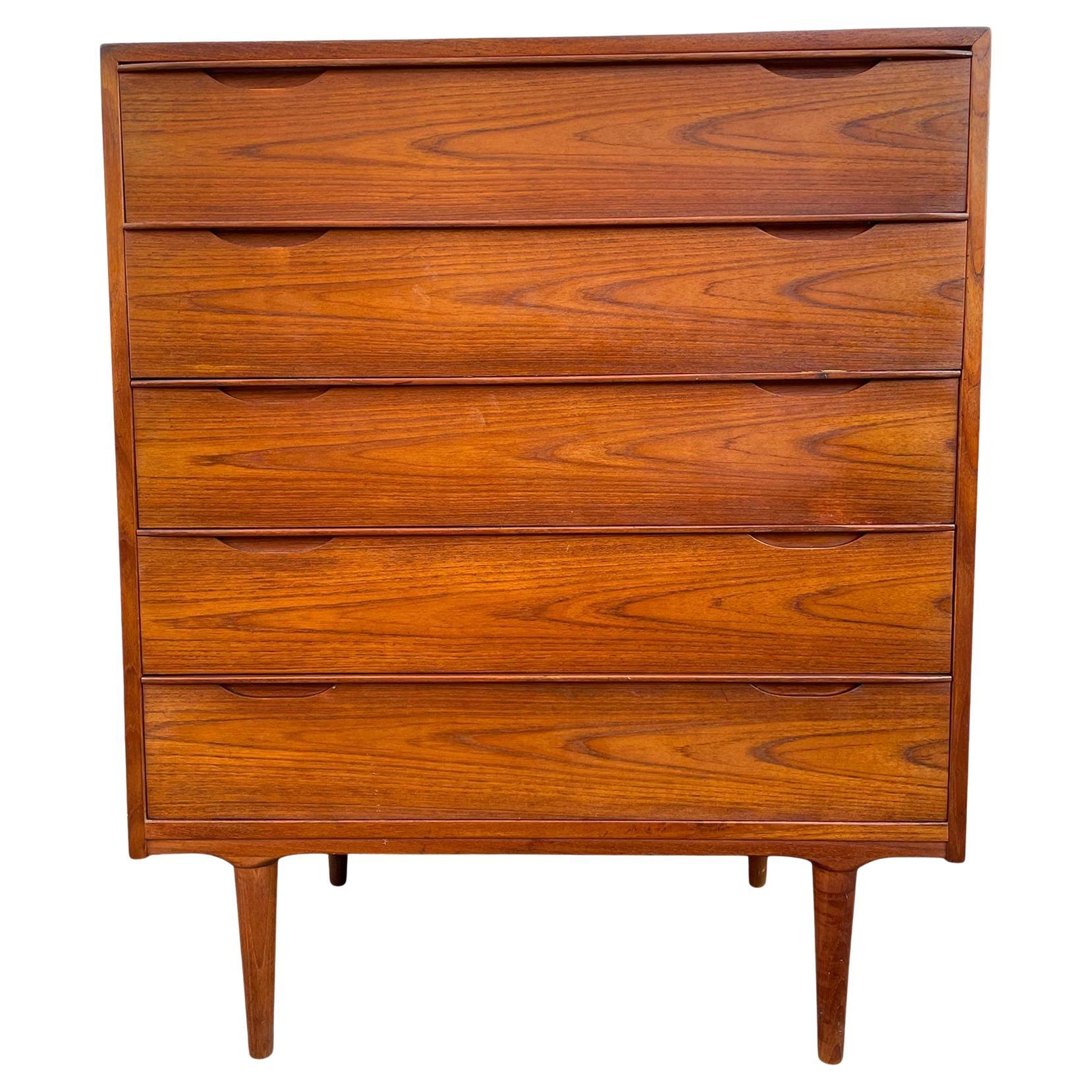 Mid Century Danish Modern Teak Tall Dresser by Arne Vodder Denmark