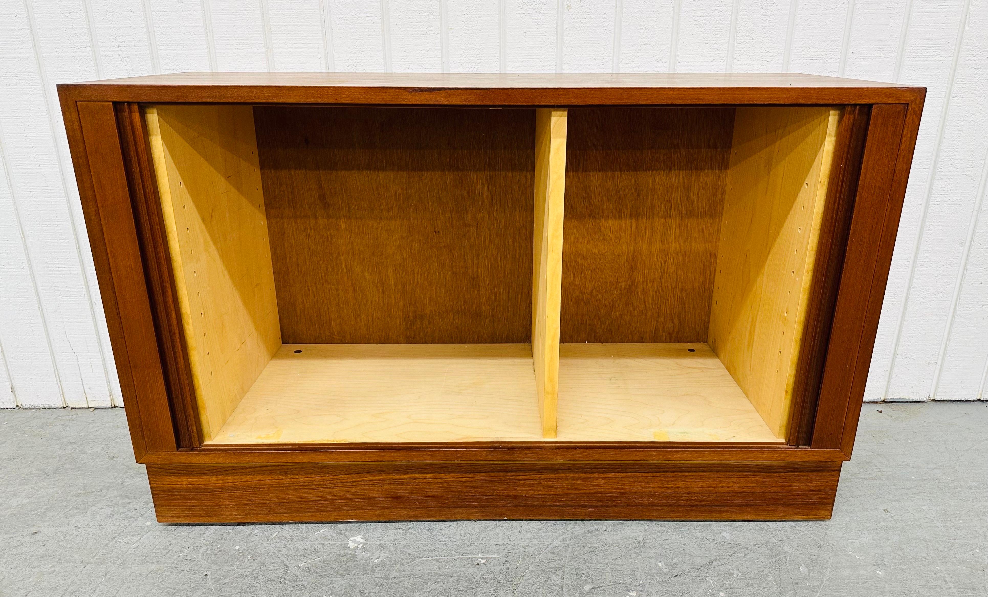 Wood Mid-Century Danish Modern Teak Tambour Cabinet For Sale