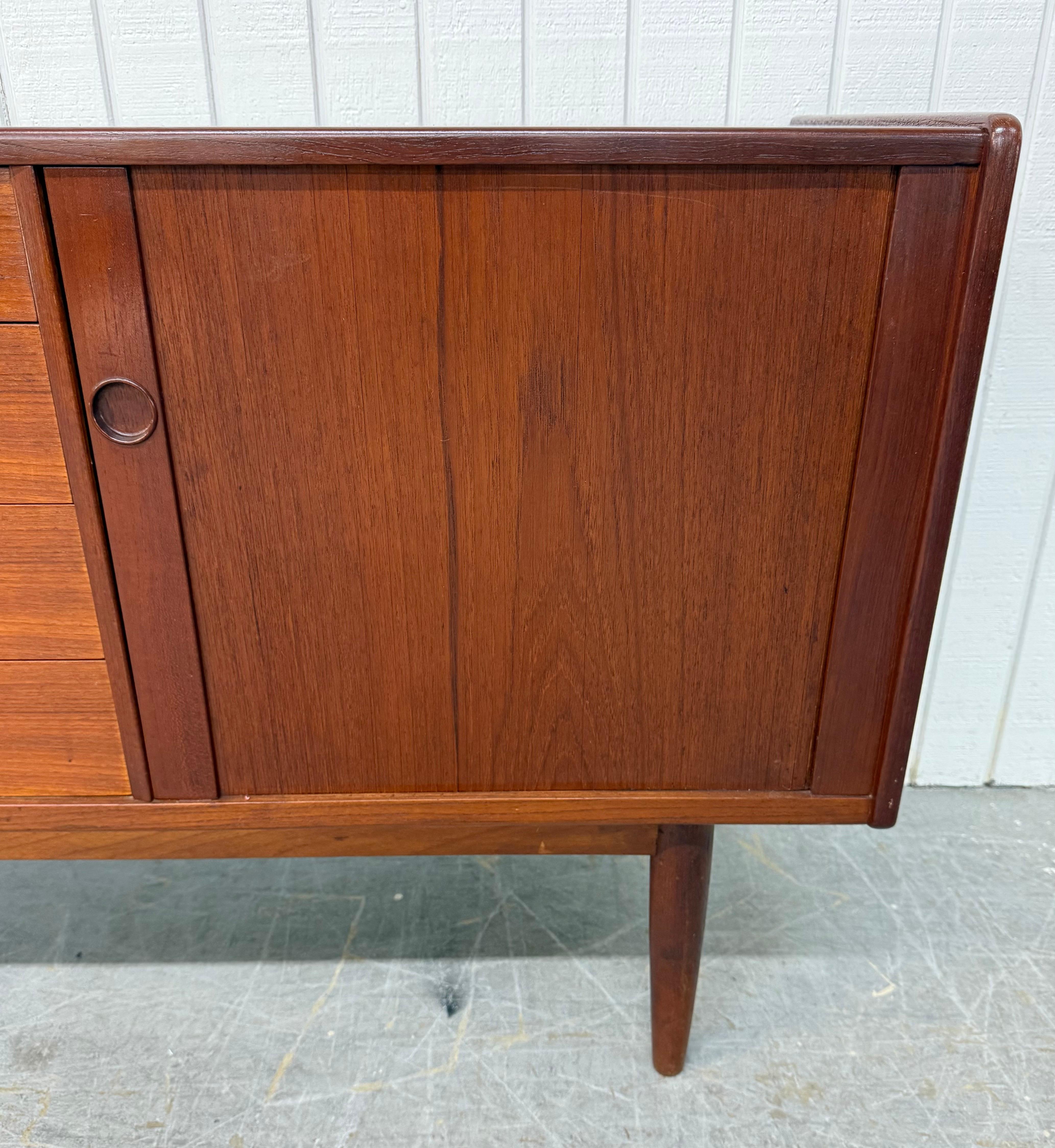Wood Mid-Century Danish Modern Teak Tambour Sideboard For Sale