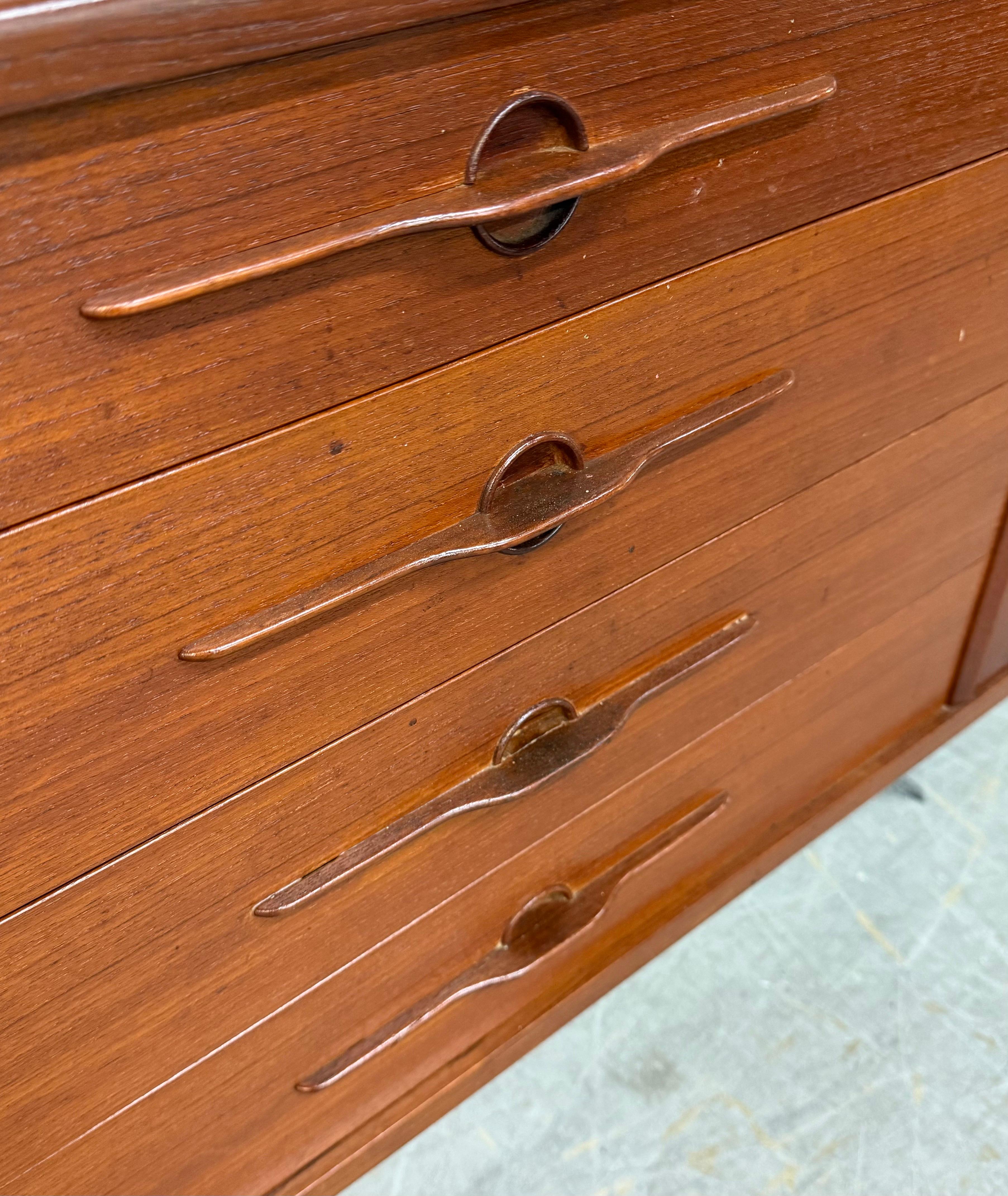 Mid-Century Danish Modern Teak Tambour Sideboard For Sale 3