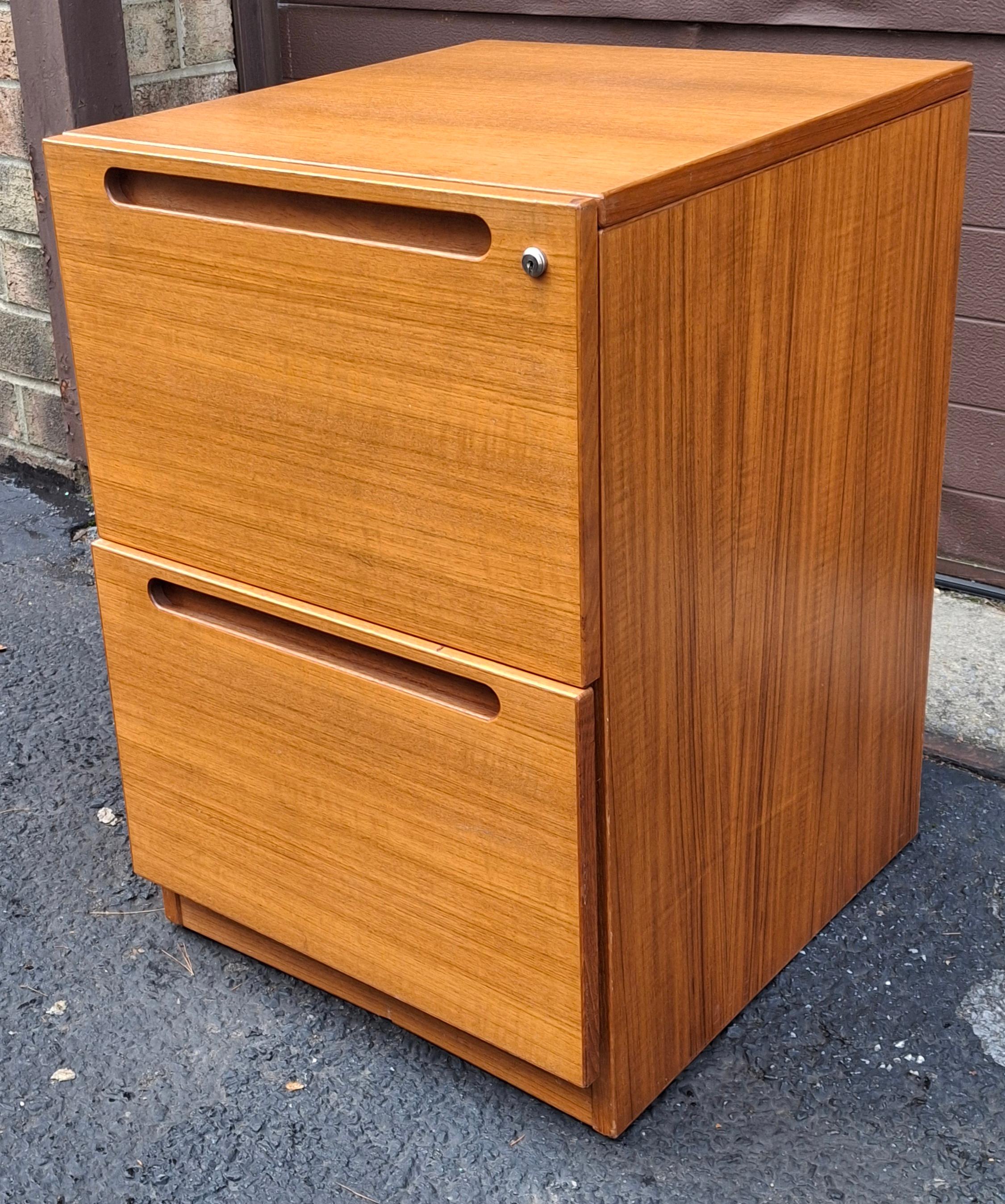 Scandinavian Modern Mid-Century Danish Modern Teak Two-Drawer Filing Cabinet For Sale