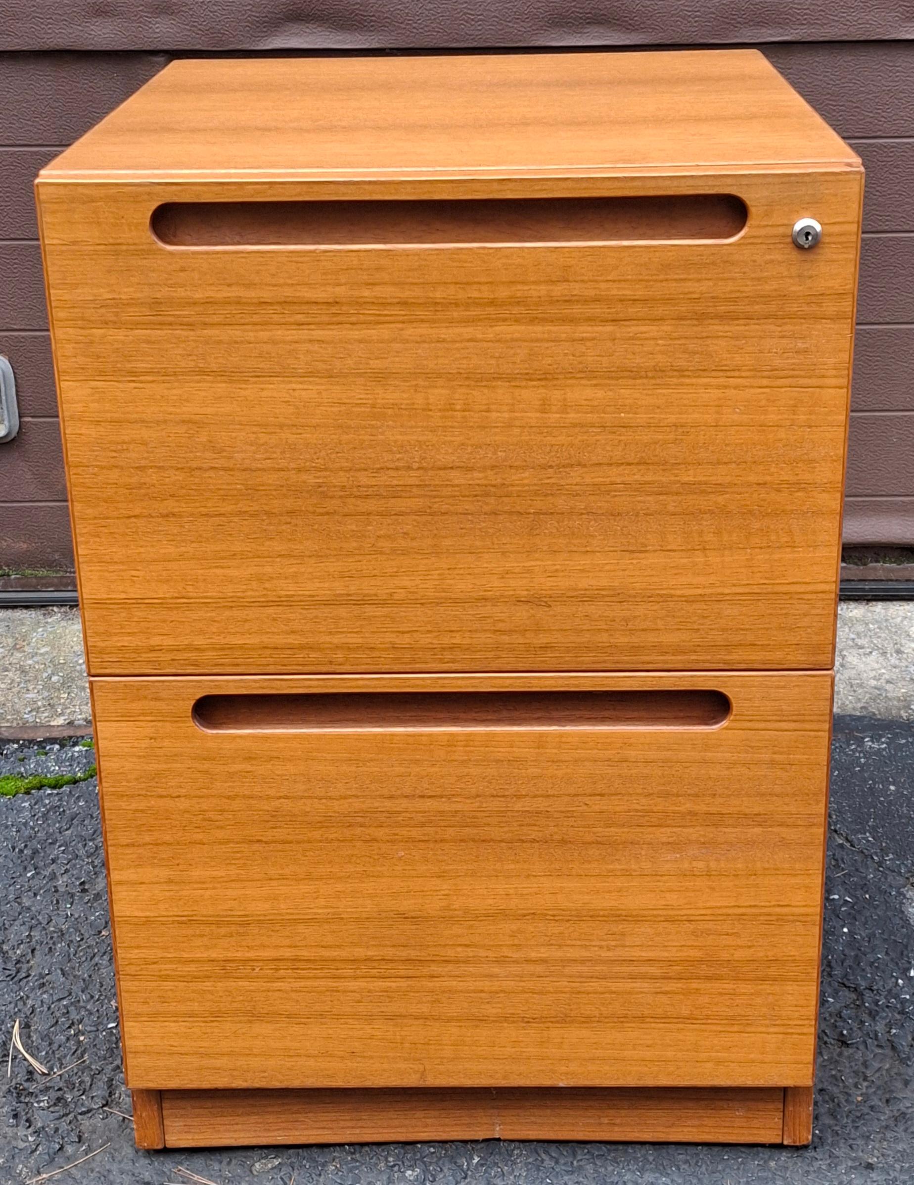 Veneer Mid-Century Danish Modern Teak Two-Drawer Filing Cabinet For Sale