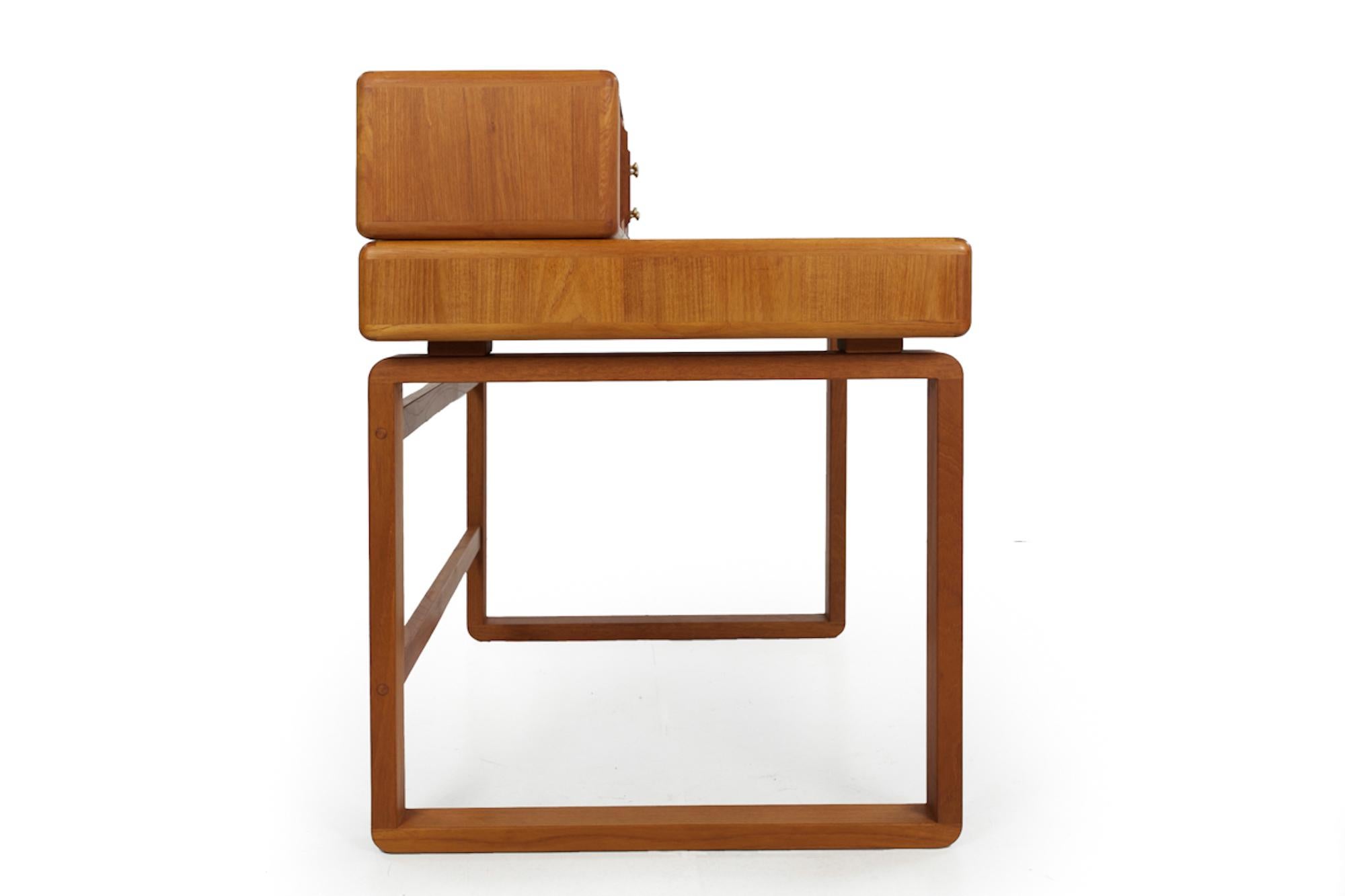 Mid-Century Danish Modern Teak Two-Part Desk by D-Scan In Good Condition In Shippensburg, PA