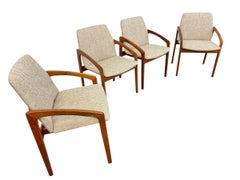 Mid-Century Danish Modern Teak Upholstered Dining Chairs - Set of 4