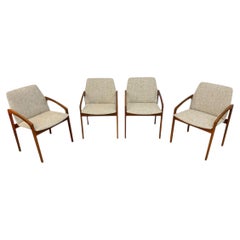 Mid-Century Danish Modern Teak Upholstered Dining Chairs - Set of 4