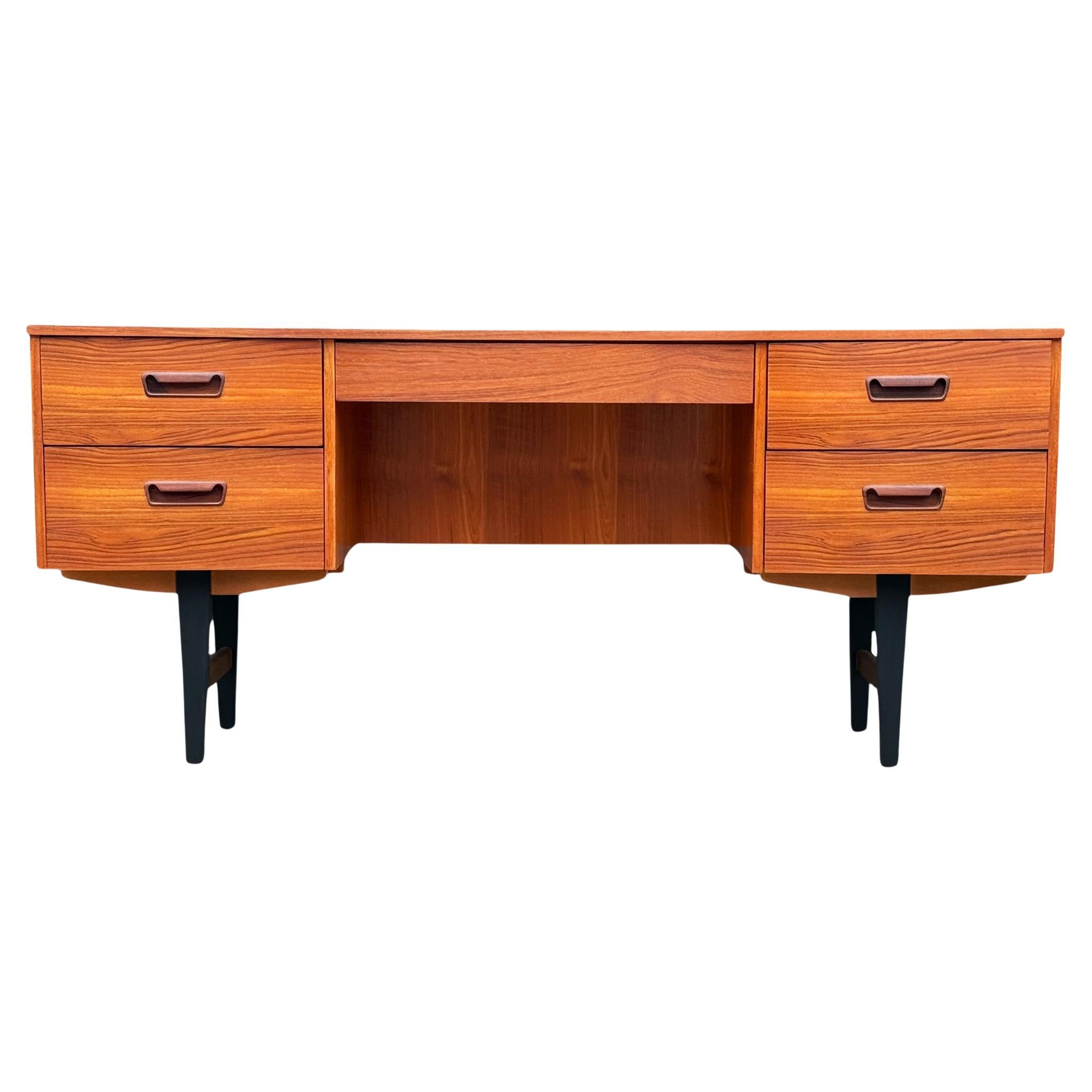 Mid Century Danish Modern Teak Vanity, Console Table or Low Profile Desk For Sale