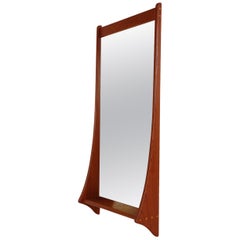 Vintage Midcentury Danish Modern Teak Wall Mirror & Shelf by Jansen Spejle