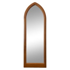 Mid Century Danish Modern Teak Wall Mirror Unique Gothic Shape