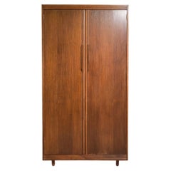 Mid century Danish modern teak wardrobe dresser armoire with drawers and mirror