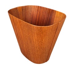 Mid Century Danish Modern Teak Waste Basket, Trash Can or Bin