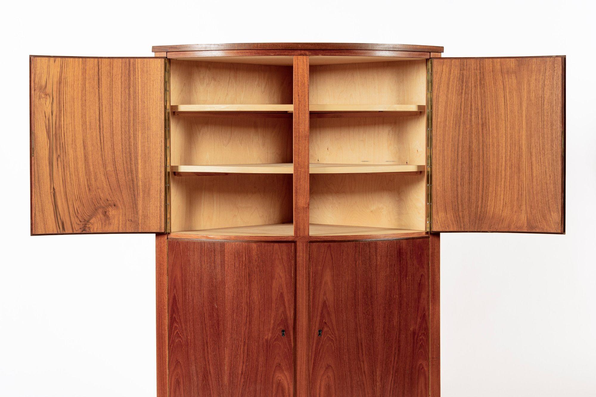 Mid-Century Modern Mid Century Danish Modern Teak Wood Corner Cabinet 1960s For Sale