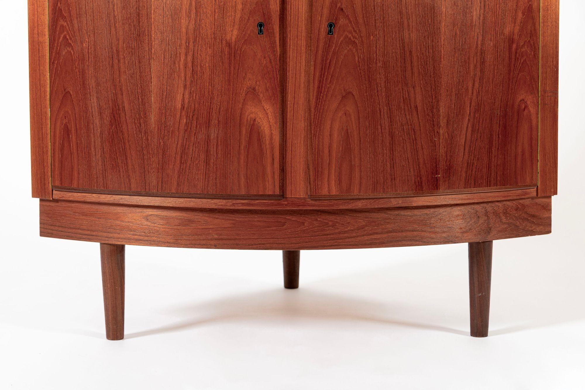 Mid-20th Century Mid Century Danish Modern Teak Wood Corner Cabinet 1960s For Sale