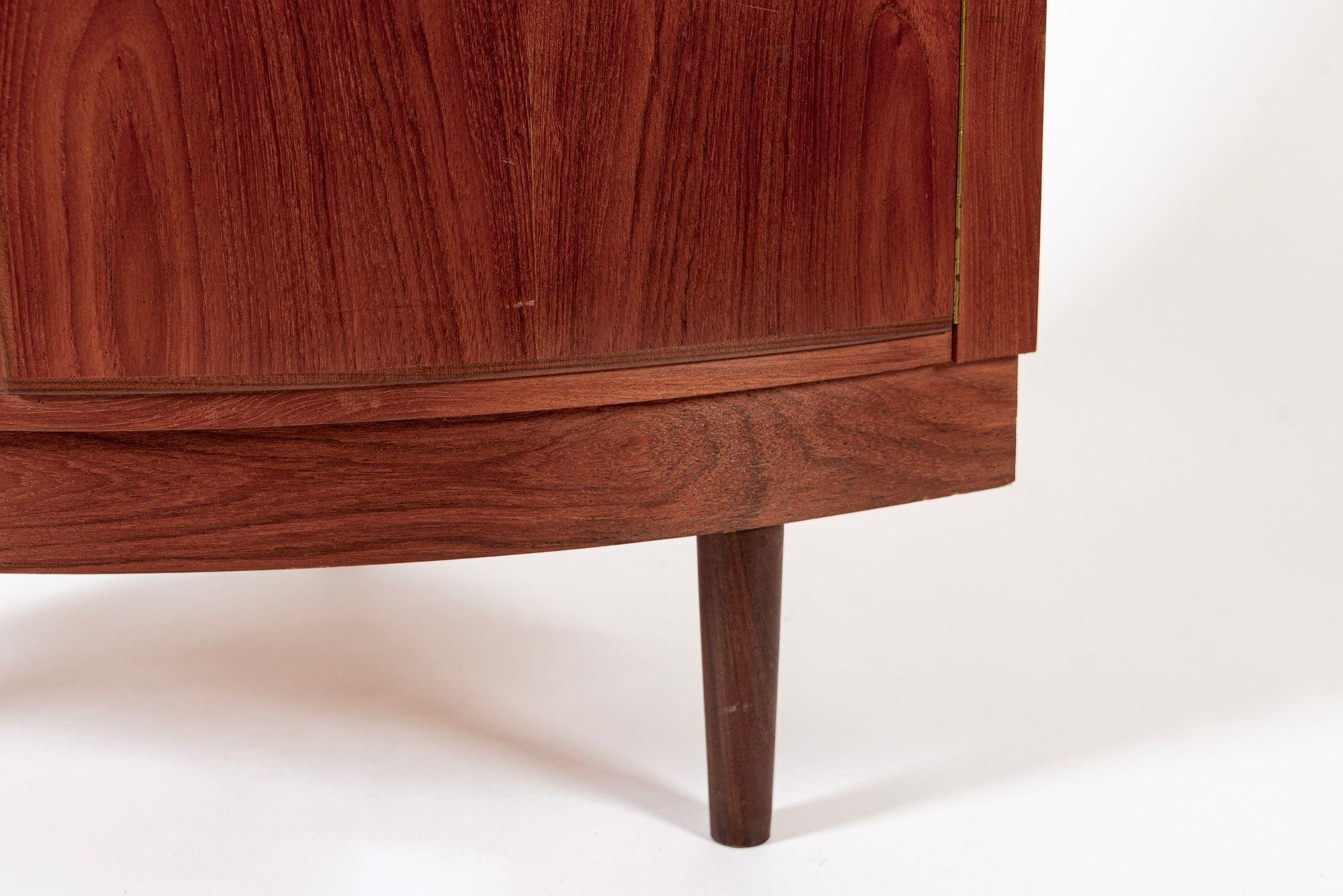 Brass Mid Century Danish Modern Teak Wood Corner Cabinet 1960s For Sale