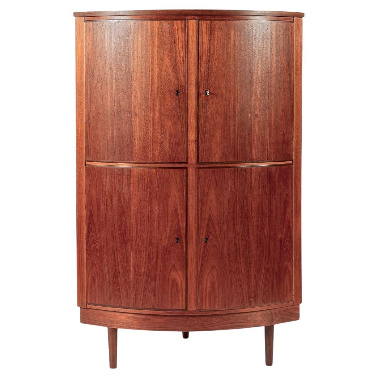 Mid Century Danish Modern Teak Wood Corner Cabinet 1960s For Sale