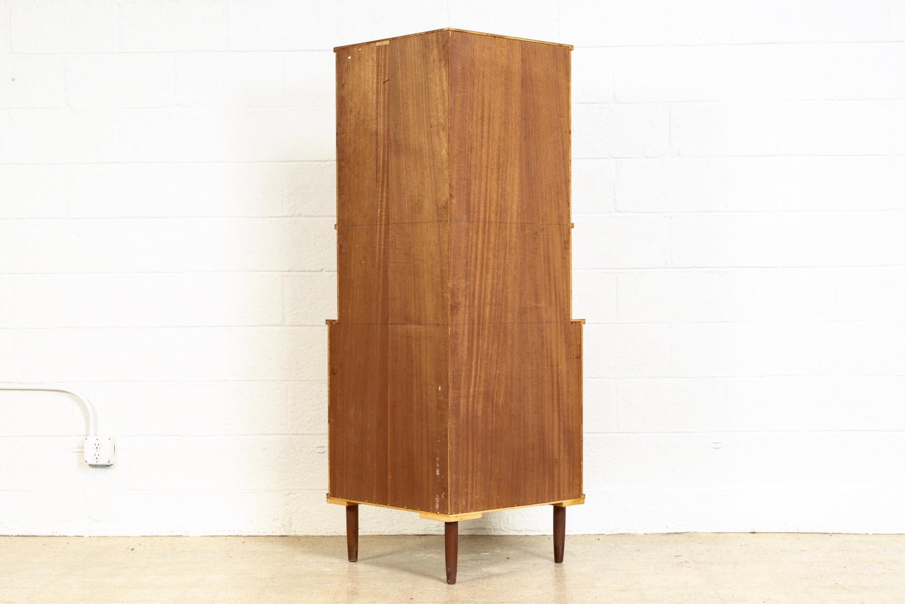 Midcentury Danish Modern Teak Wood & Glass Corner China Cabinet Storage Hutch 1